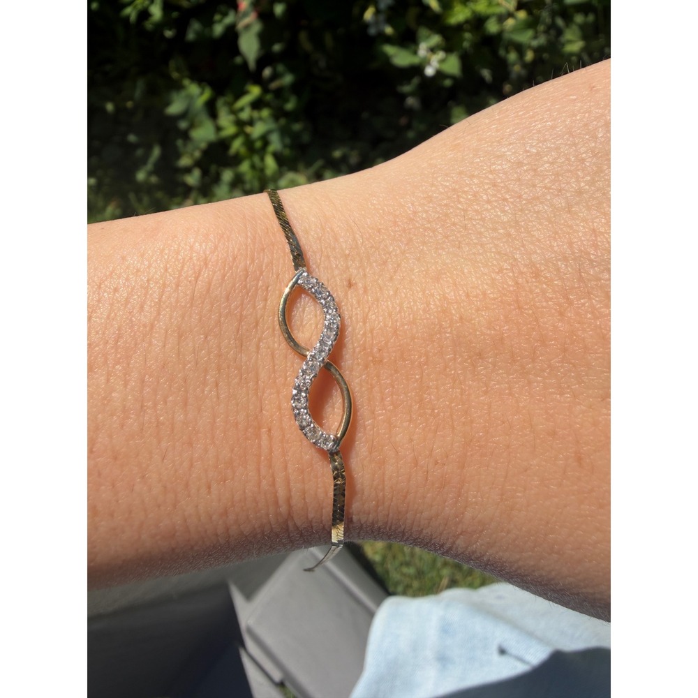 14K Yellow Gold Diamond Infinity Bracelet 7